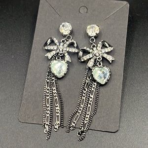 BETSEY JOHNSON original dangle bow rhinestone earrings